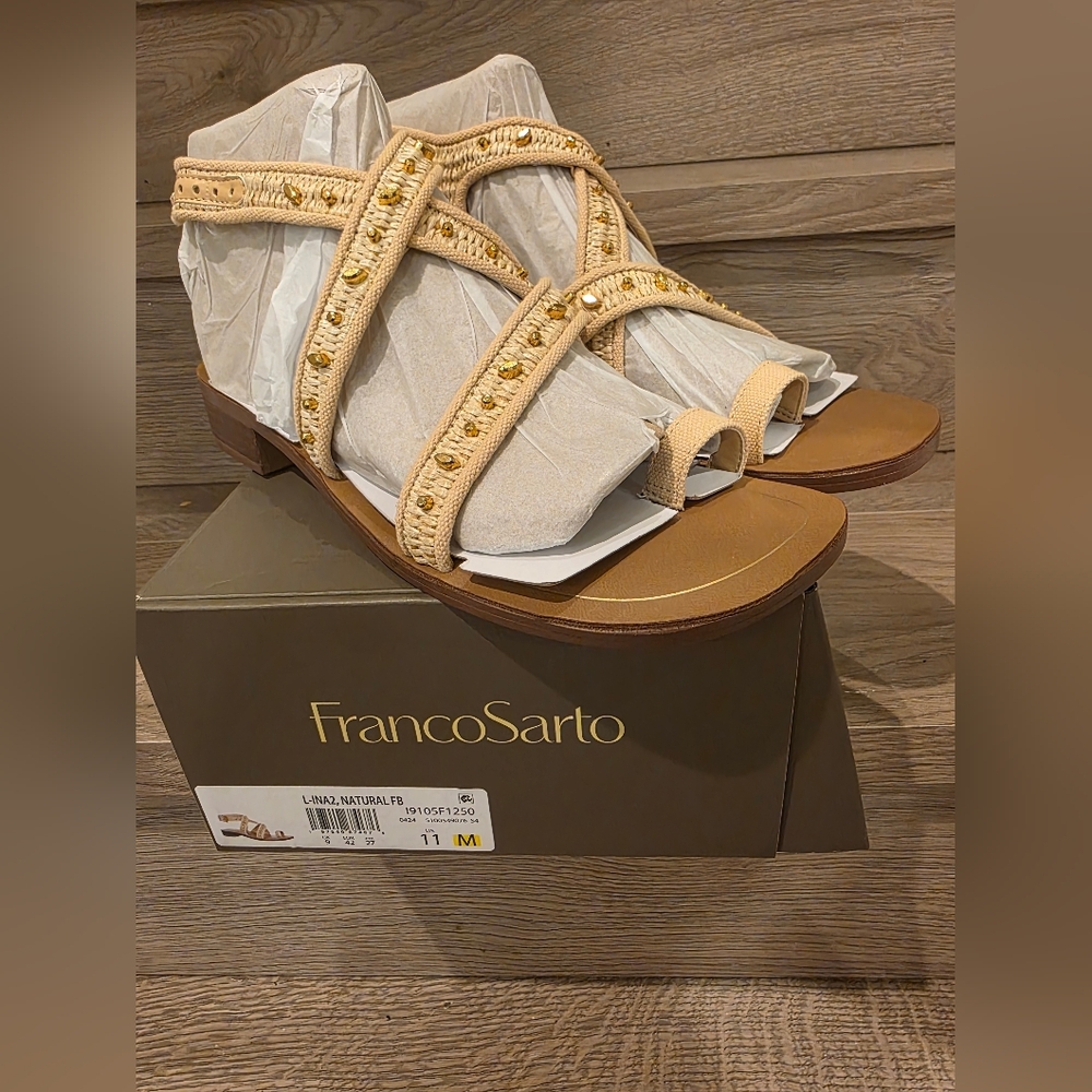 Franco Sarto Ina 2 Sandals in Natural Raffia - Picture 6 of 10